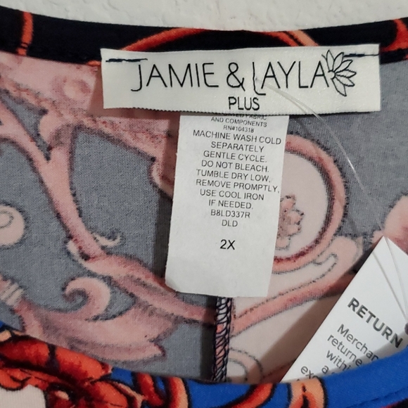 JAMIE & LAYLA Graphic baroque print dress 3/4 sleeves 2X NWT - Picture 4 of 6